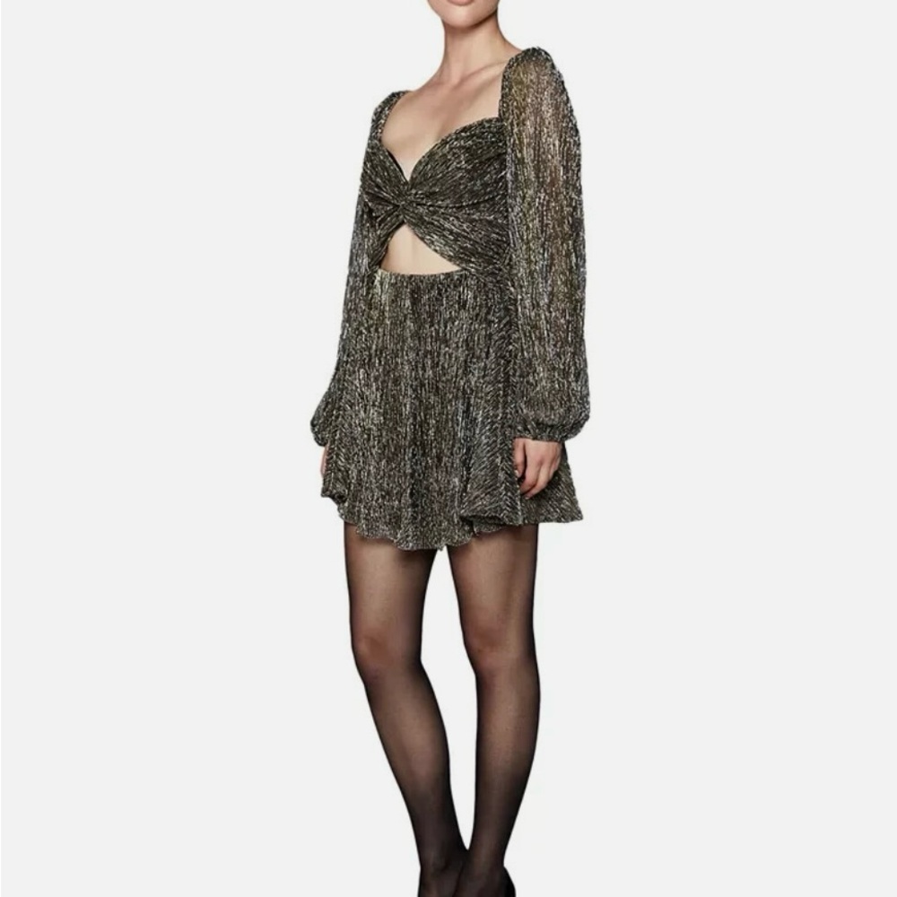 Bardot Metallic Mini Dress in Gold and Black